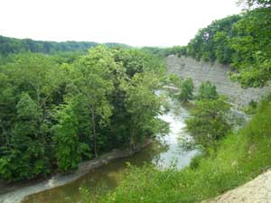 Shale cliffs towering over 100 feet above the Rocky River in North Olmsted Ohio.
