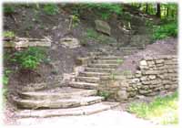 Stone Stairs leading to the top of Quarry Rock Picnic area in Cleveland Metroparks South Chagrin Reservation, Cuyahoga County, Ohio (Northeast Ohio)
